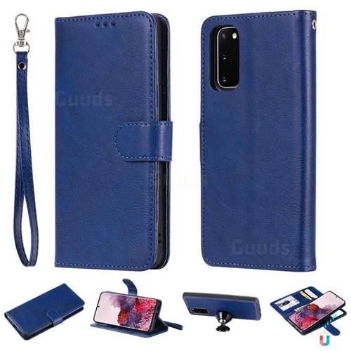 Retro Greek Detachable Magnetic PU Leather Wallet Phone Case for Samsung Galaxy S20 / S11e - Blue