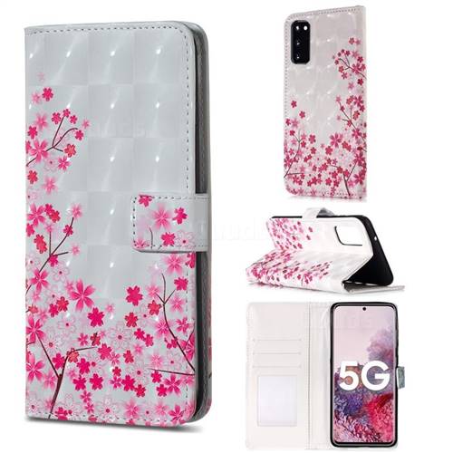 Cherry Blossom 3D Painted Leather Phone Wallet Case for Samsung Galaxy S20 / S11e