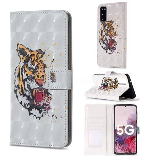 Toothed Tiger 3D Painted Leather Phone Wallet Case for Samsung Galaxy S20 / S11e