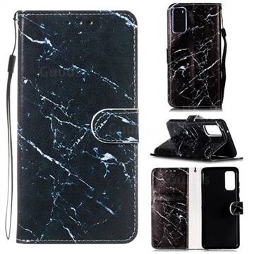 Black Marble Smooth Leather Phone Wallet Case for Samsung Galaxy S20 / S11e