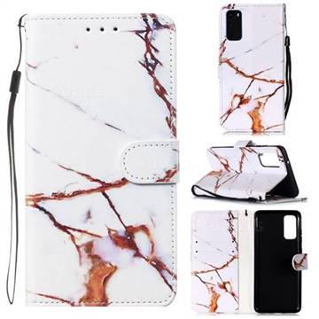 Platinum Marble Smooth Leather Phone Wallet Case for Samsung Galaxy S20 / S11e