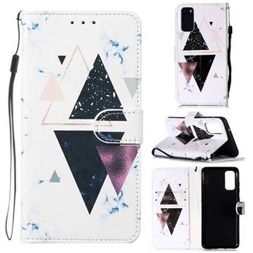 Triangle Marble Smooth Leather Phone Wallet Case for Samsung Galaxy S20 / S11e