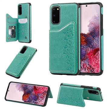 Yikatu Luxury Cute Cats Multifunction Magnetic Card Slots Stand Leather Back Cover for Samsung Galaxy S20 / S11e - Green