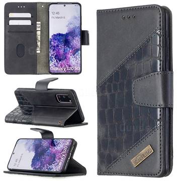 BinfenColor BF04 Color Block Stitching Crocodile Leather Case Cover for Samsung Galaxy S20 / S11e - Black