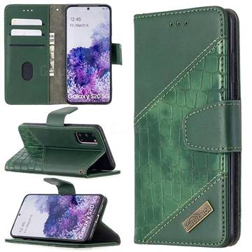 BinfenColor BF04 Color Block Stitching Crocodile Leather Case Cover for Samsung Galaxy S20 / S11e - Green