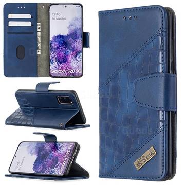 BinfenColor BF04 Color Block Stitching Crocodile Leather Case Cover for Samsung Galaxy S20 / S11e - Blue