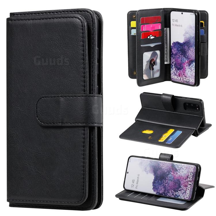 Multi-function Ten Card Slots and Photo Frame PU Leather Wallet Phone Case Cover for Samsung Galaxy S20 / S11e - Black