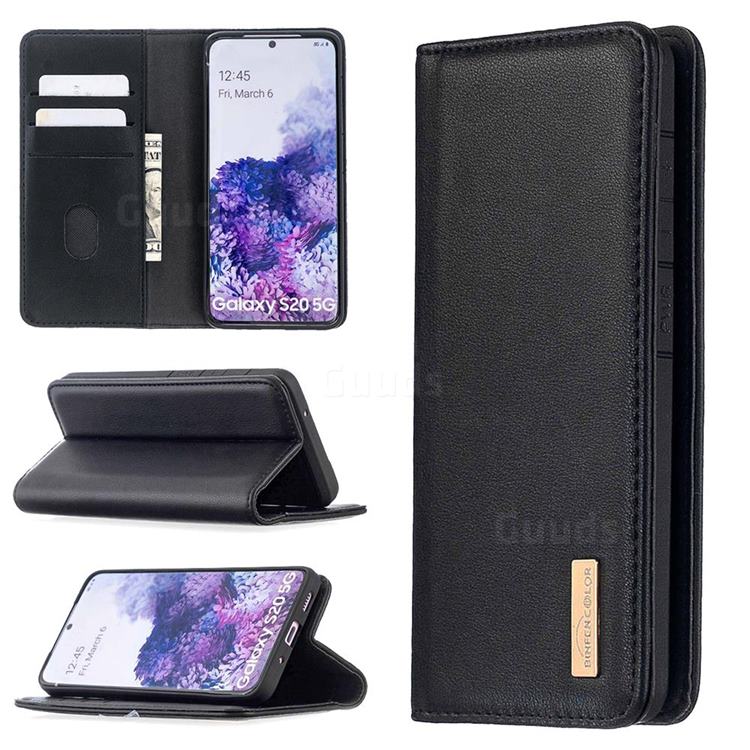 Binfen Color BF06 Luxury Classic Genuine Leather Detachable Magnet Holster Cover for Samsung Galaxy S20 / S11e - Black