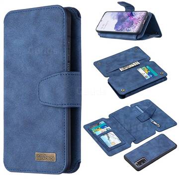 Binfen Color BF07 Frosted Zipper Bag Multifunction Leather Phone Wallet for Samsung Galaxy S20 / S11e - Blue