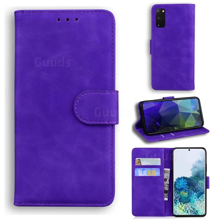 Retro Classic Skin Feel Leather Wallet Phone Case for Samsung Galaxy S20 / S11e - Purple