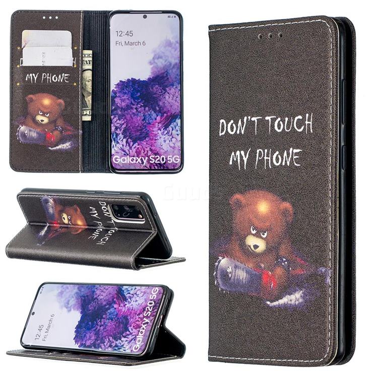 Chainsaw Bear Slim Magnetic Attraction Wallet Flip Cover for Samsung Galaxy S20