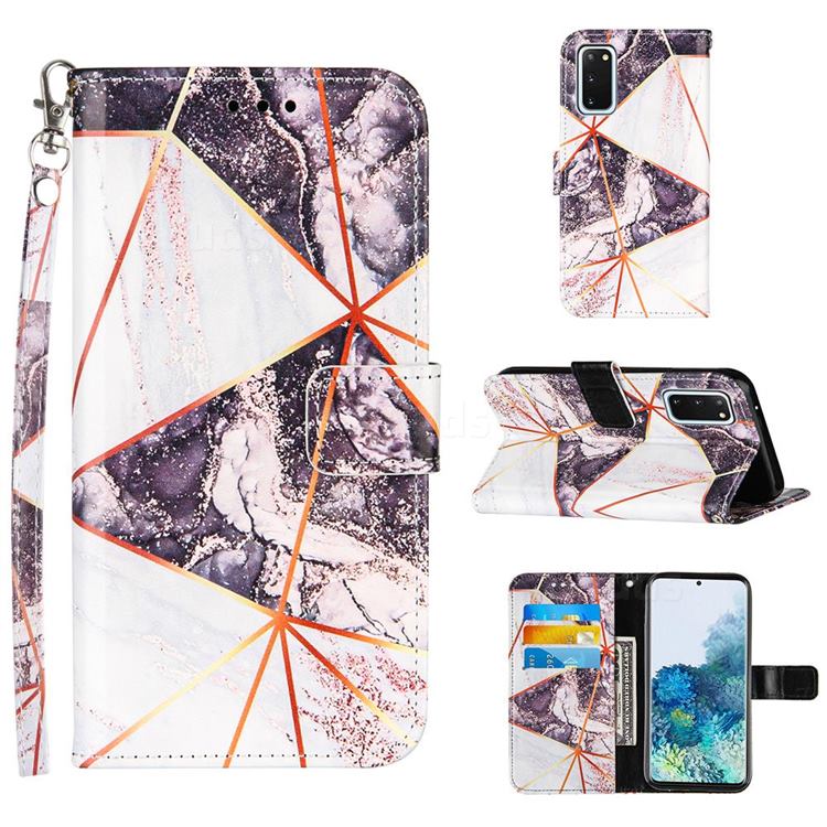Black and White Stitching Color Marble Leather Wallet Case for Samsung Galaxy S20