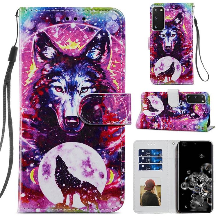 Wolf Totem Smooth Leather Phone Wallet Case for Samsung Galaxy S20