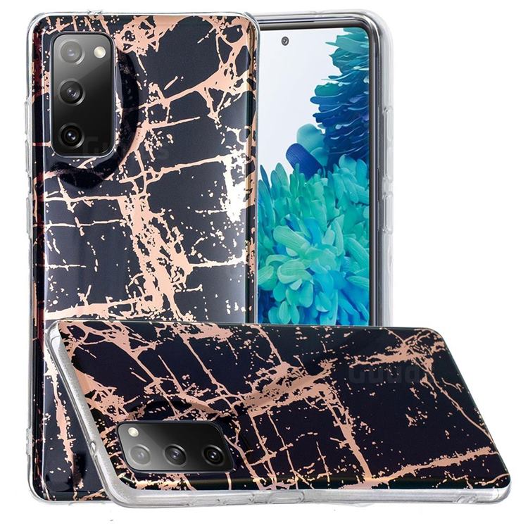 Black Galvanized Rose Gold Marble Phone Back Cover for Samsung Galaxy S20 FE / S20 Lite