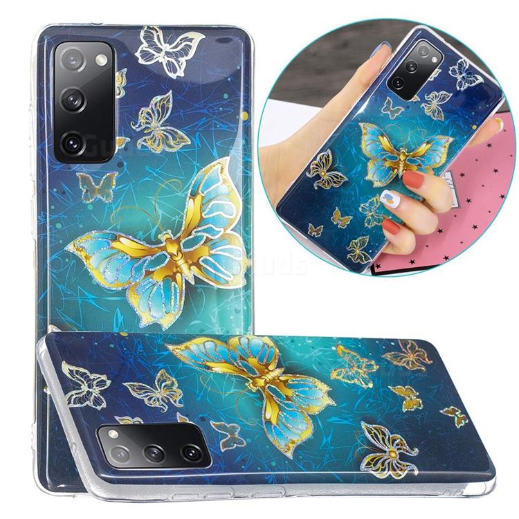 Golden Butterfly Painted Galvanized Electroplating Soft Phone Case Cover for Samsung Galaxy S20 FE / S20 Lite