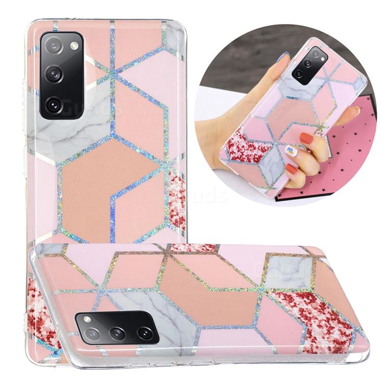 Pink Marble Painted Galvanized Electroplating Soft Phone Case Cover for Samsung Galaxy S20 FE / S20 Lite
