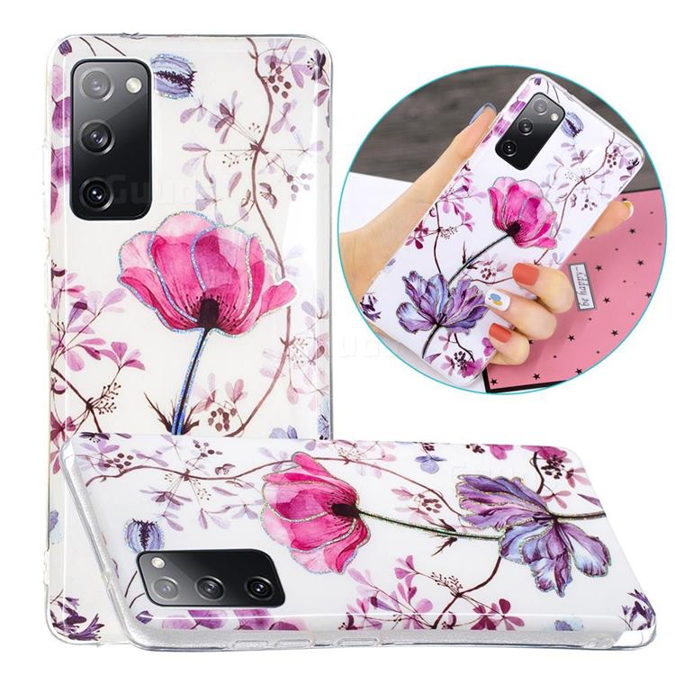 Magnolia Painted Galvanized Electroplating Soft Phone Case Cover for Samsung Galaxy S20 FE / S20 Lite