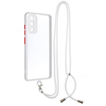 Necklace Cross-body Lanyard Strap Cord Phone Case Cover for Samsung Galaxy S20 FE / S20 Lite - White