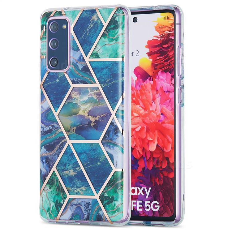 Blue Green Marble Pattern Galvanized Electroplating Protective Case Cover for Samsung Galaxy S20 FE / S20 Lite