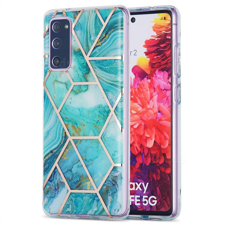 Blue Sea Marble Pattern Galvanized Electroplating Protective Case Cover for Samsung Galaxy S20 FE / S20 Lite