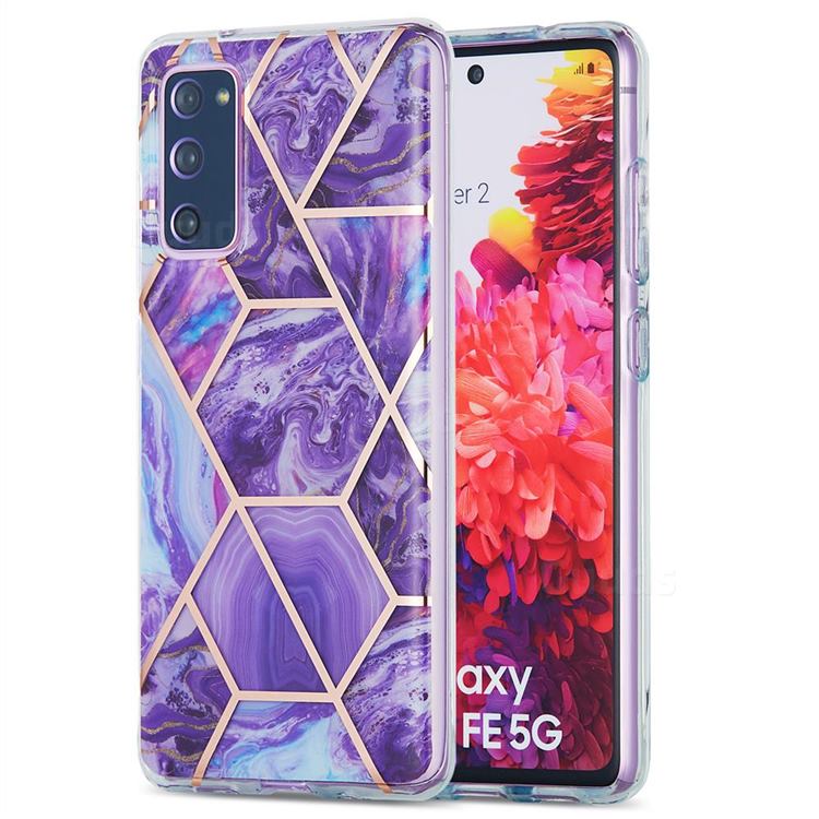 Purple Gagic Marble Pattern Galvanized Electroplating Protective Case Cover for Samsung Galaxy S20 FE / S20 Lite