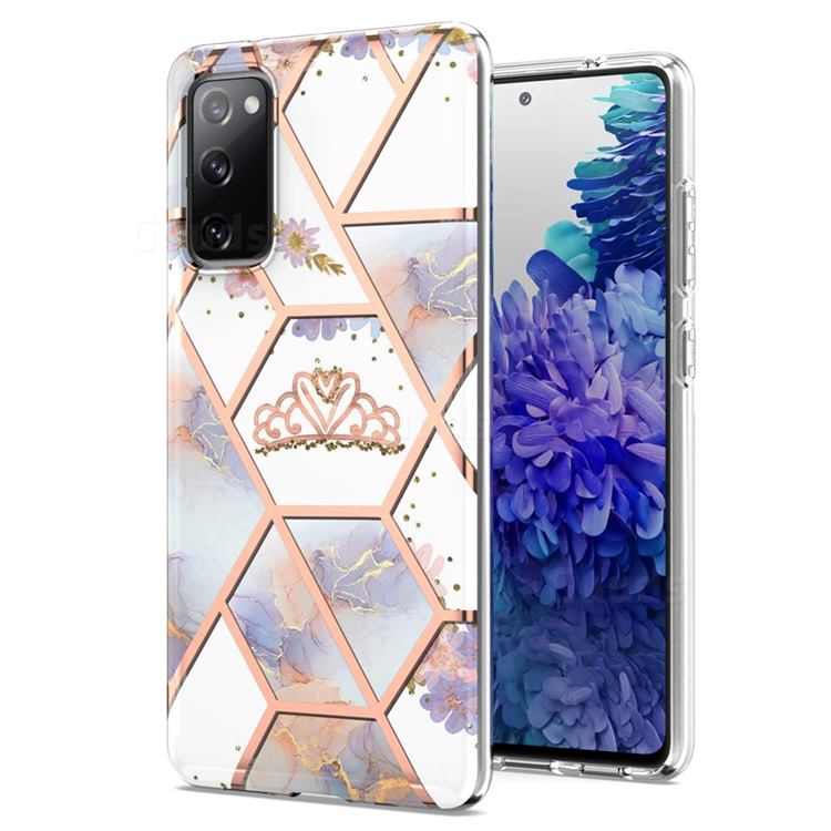 Crown Purple Flower Marble Electroplating Protective Case Cover for Samsung Galaxy S20 FE / S20 Lite