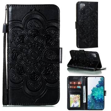Intricate Embossing Datura Solar Leather Wallet Case for Samsung Galaxy S20 FE / S20 Lite - Black