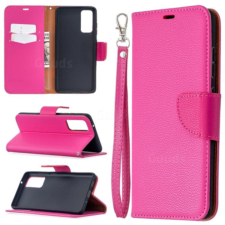 Classic Luxury Litchi Leather Phone Wallet Case for Samsung Galaxy S20 FE / S20 Lite - Rose