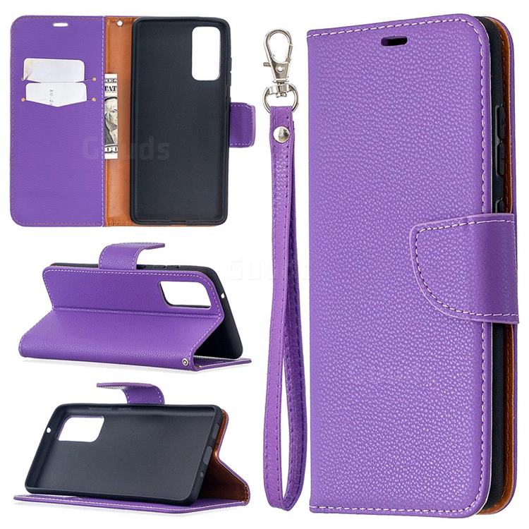 Classic Luxury Litchi Leather Phone Wallet Case for Samsung Galaxy S20 FE / S20 Lite - Purple