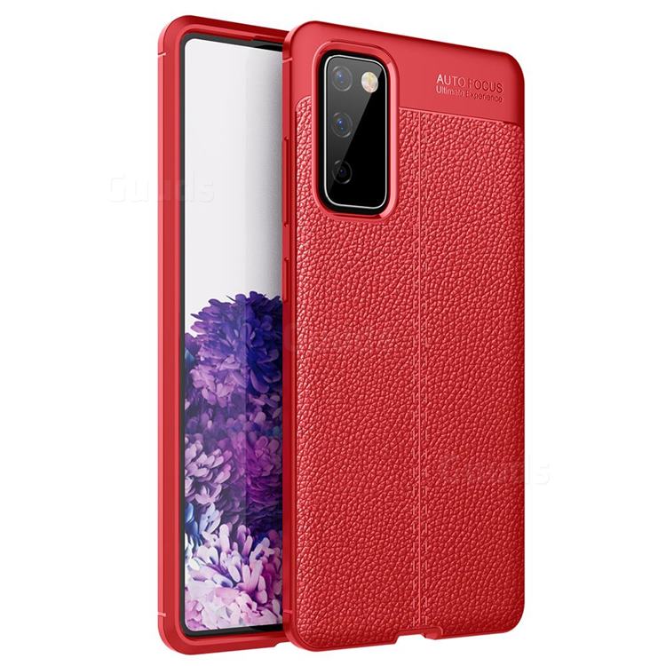 Luxury Auto Focus Litchi Texture Silicone TPU Back Cover for Samsung Galaxy S20 FE / S20 Lite - Red