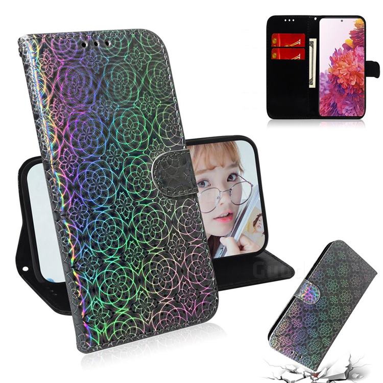 Laser Circle Shining Leather Wallet Phone Case for Samsung Galaxy S20 FE / S20 Lite - Silver