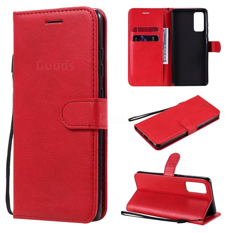 Retro Greek Classic Smooth PU Leather Wallet Phone Case for Samsung Galaxy S20 FE / S20 Lite - Red