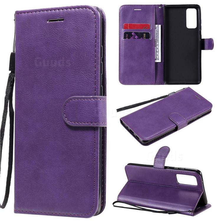 Retro Greek Classic Smooth PU Leather Wallet Phone Case for Samsung Galaxy S20 FE / S20 Lite - Purple