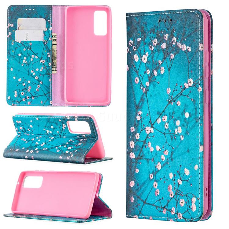 Plum Blossom Slim Magnetic Attraction Wallet Flip Cover for Samsung Galaxy S20 FE / S20 Lite
