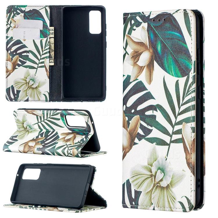 Flower Leaf Slim Magnetic Attraction Wallet Flip Cover for Samsung Galaxy S20 FE / S20 Lite