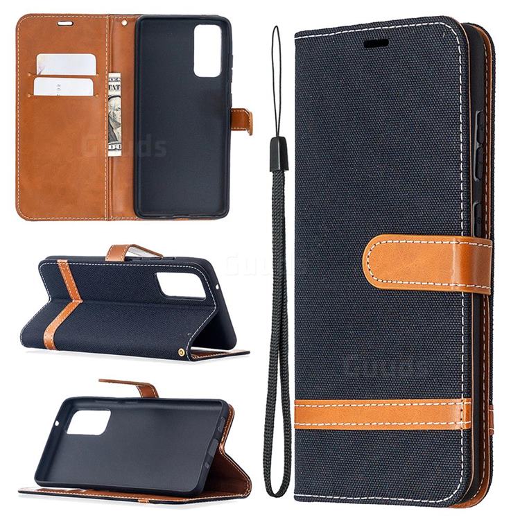Jeans Cowboy Denim Leather Wallet Case for Samsung Galaxy S20 FE / S20 Lite - Black