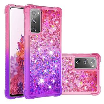 Rainbow Gradient Liquid Glitter Quicksand Sequins Phone Case for Samsung Galaxy S20 FE / S20 Lite - Pink Purple