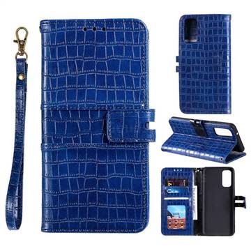 Luxury Crocodile Magnetic Leather Wallet Phone Case for Samsung Galaxy S20 FE / S20 Lite - Blue