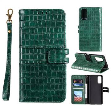 Luxury Crocodile Magnetic Leather Wallet Phone Case for Samsung Galaxy S20 FE / S20 Lite - Green