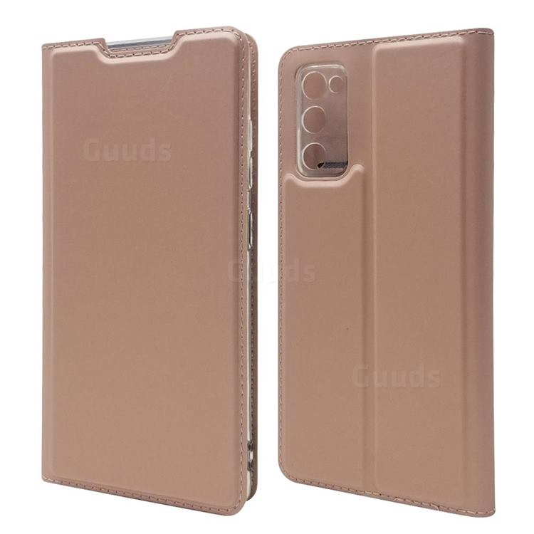 Ultra Slim Card Magnetic Automatic Suction Leather Wallet Case for Samsung Galaxy S20 FE / S20 Lite - Rose Gold