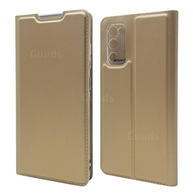 Ultra Slim Card Magnetic Automatic Suction Leather Wallet Case for Samsung Galaxy S20 FE / S20 Lite - Champagne