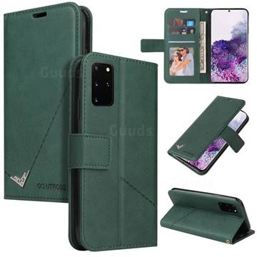 GQ.UTROBE Right Angle Silver Pendant Leather Wallet Phone Case for Samsung Galaxy S20 FE / S20 Lite - Green