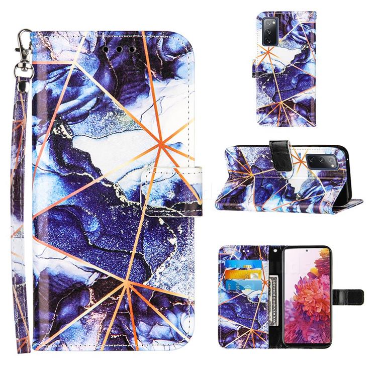 Starry Blue Stitching Color Marble Leather Wallet Case for Samsung Galaxy S20 FE / S20 Lite
