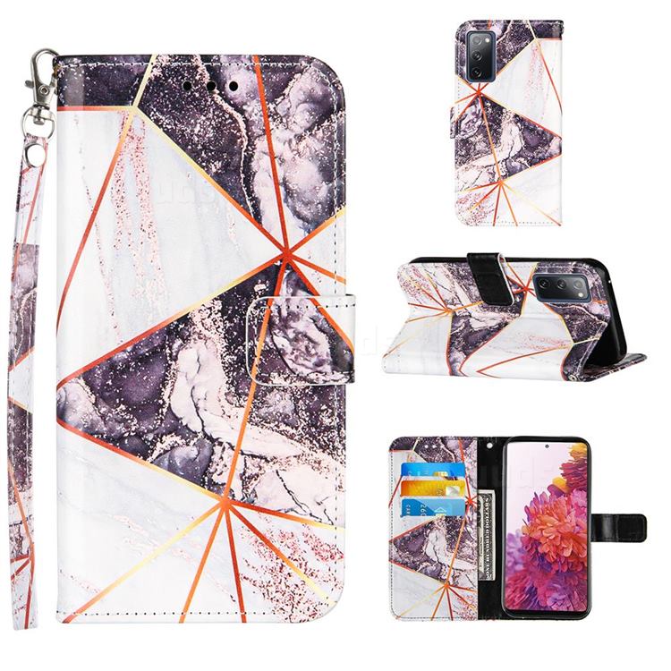 Black and White Stitching Color Marble Leather Wallet Case for Samsung Galaxy S20 FE / S20 Lite
