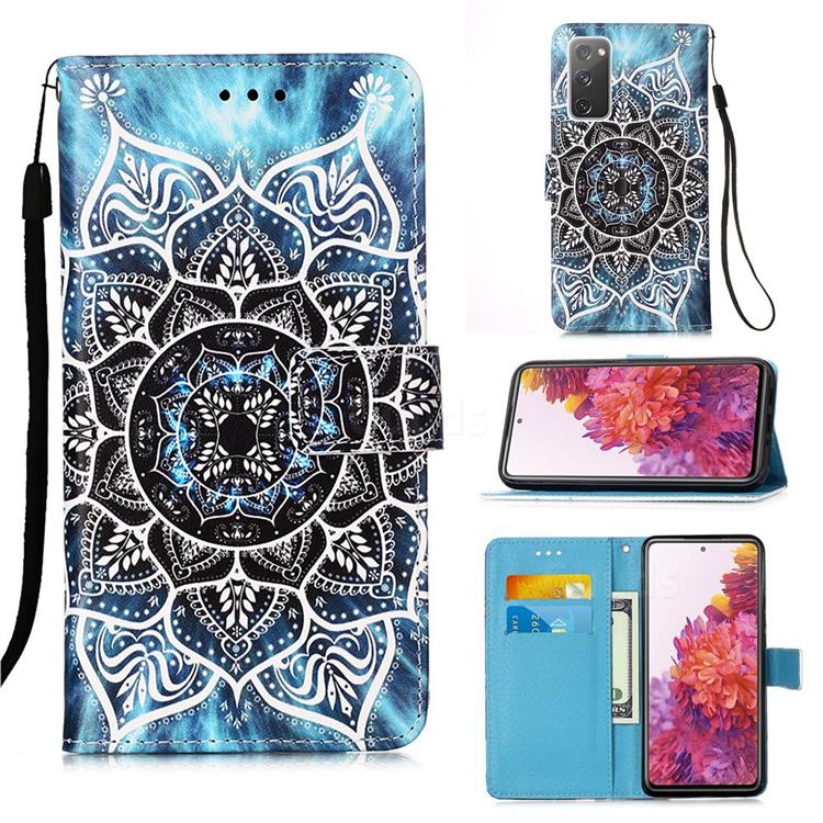 Underwater Mandala Matte Leather Wallet Phone Case for Samsung Galaxy S20 FE / S20 Lite