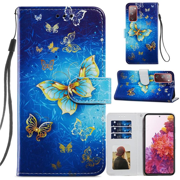 Phnom Penh Butterfly Smooth Leather Phone Wallet Case for Samsung Galaxy S20 FE / S20 Lite