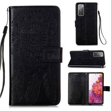 Embossing Dream Catcher Mandala Flower Leather Wallet Case for Samsung Galaxy S20 FE / S20 Lite - Black