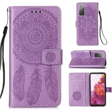 Embossing Dream Catcher Mandala Flower Leather Wallet Case for Samsung Galaxy S20 FE / S20 Lite - Purple