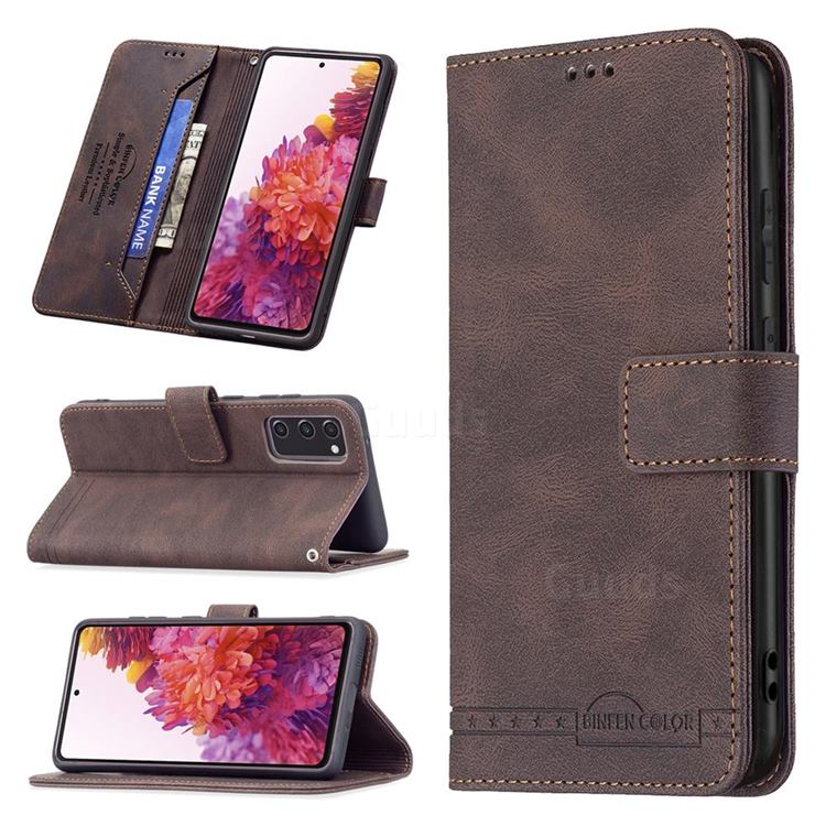 Binfen Color RFID Blocking Leather Wallet Case for Samsung Galaxy S20 FE / S20 Lite - Brown