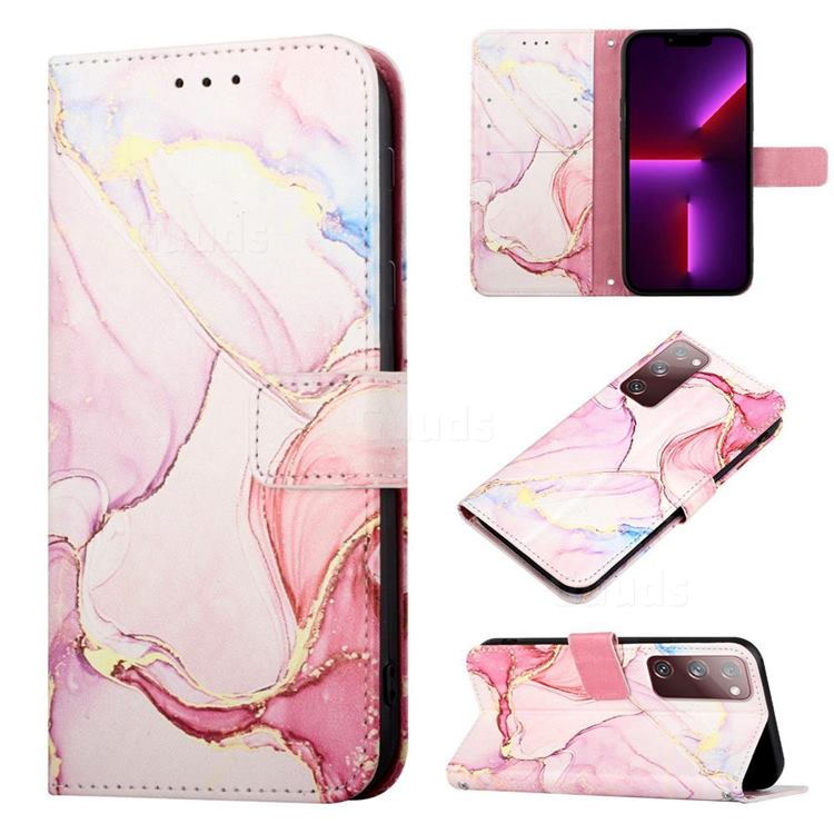 Rose Gold Marble Leather Wallet Protective Case for Samsung Galaxy S20 FE / S20 Lite